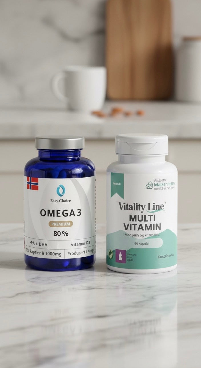 Daglig Basis Start – De viktigste kosttilskuddene i en pakke.