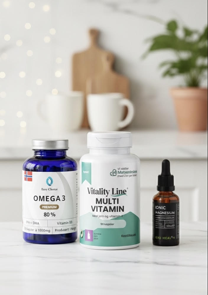 Daglig Basis Komplett – Multivitamin, Omega-3 og Ionisk Magnesium
